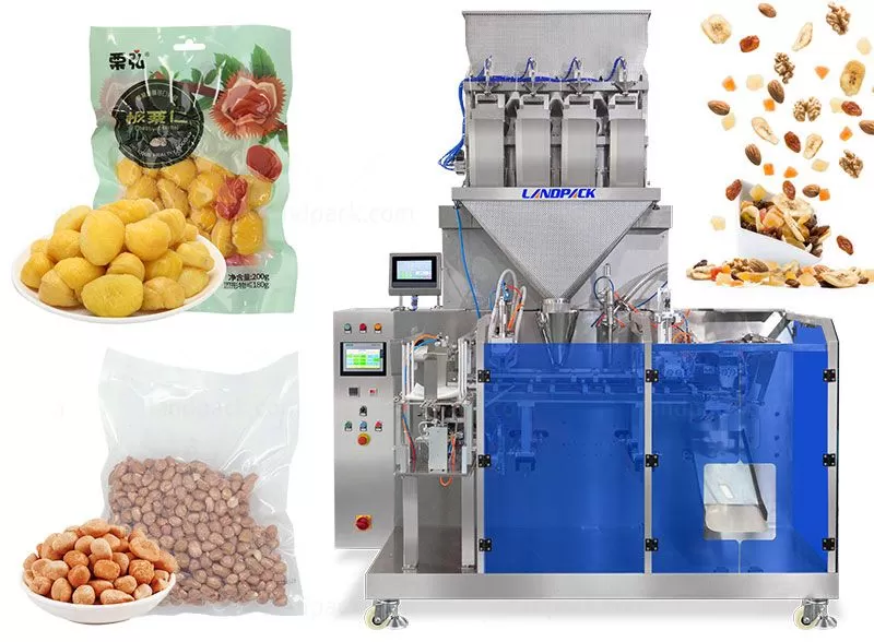 Automatic 4 Head Linear Weigher Horizontal Premade Pouch Packing Machine For Rice Bean