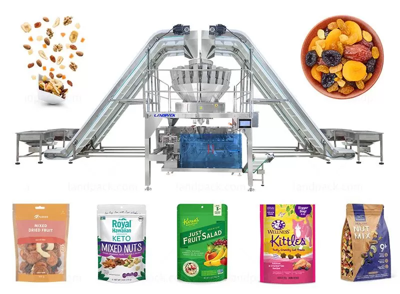 Automatic Mixed Frozen Fruits Dry Food Nuts Premade Pouch Doypack Weighing Packing Machine